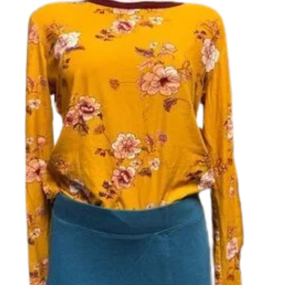 Rue21 Yellow Fitted Long Sleeve Blouse